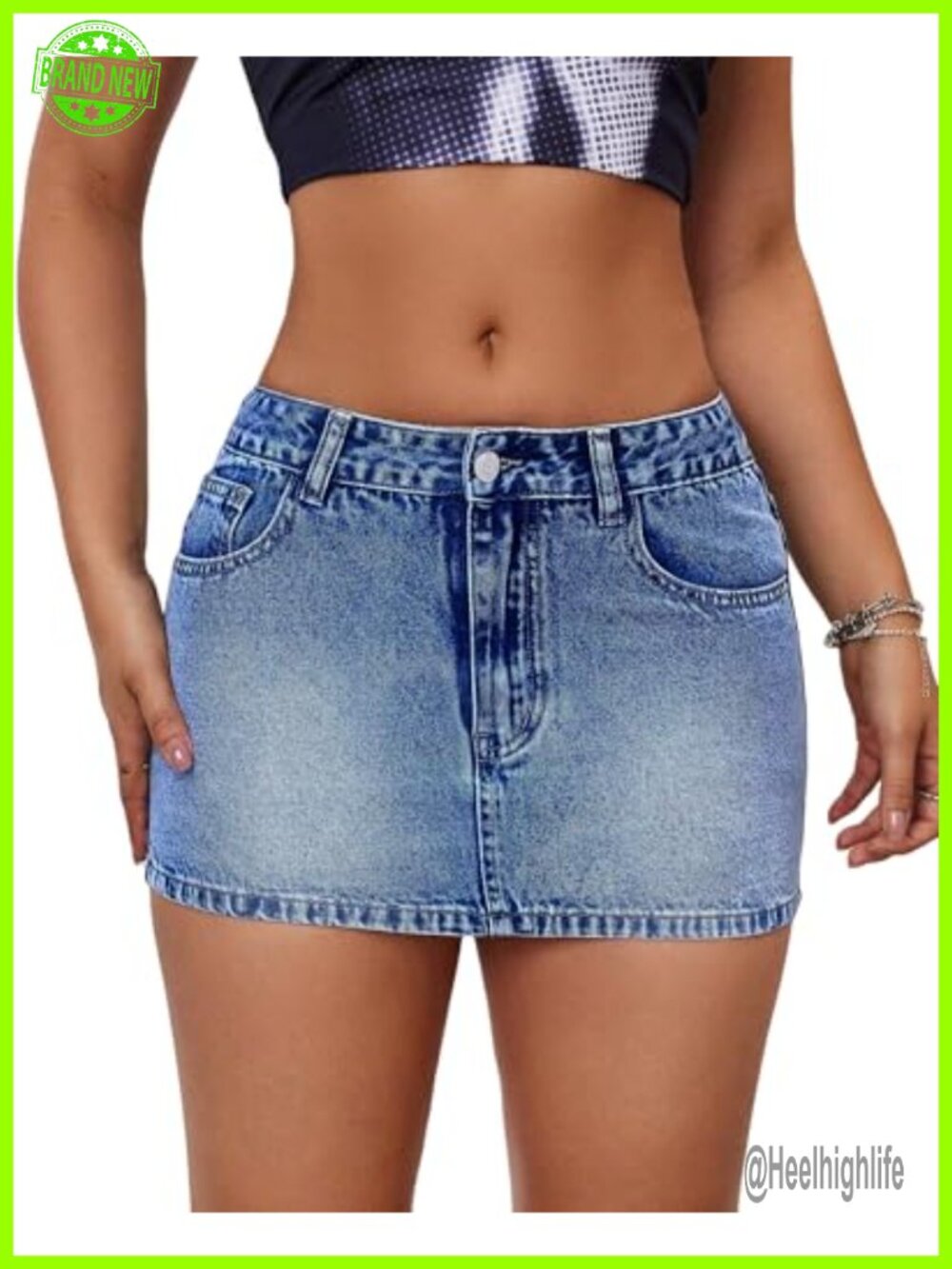 Women's Low Rise Stretchy Denim Mini Skirt Bodycon Slim Fit Jean Skort